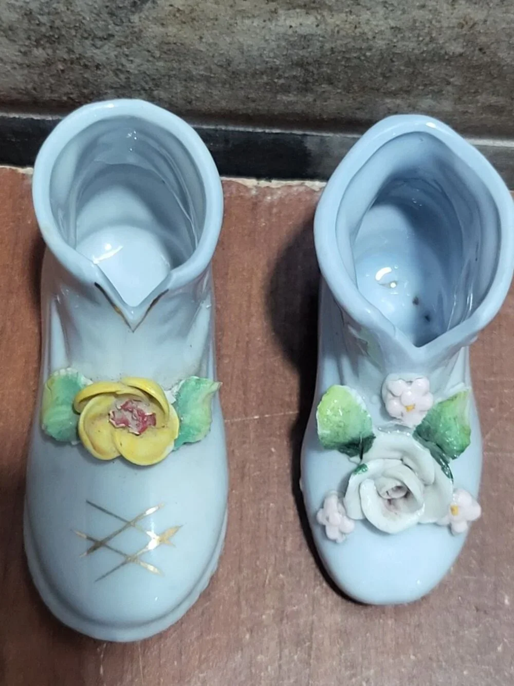 Vintage Miniature Porcelain Shoe Figurines Set of 2